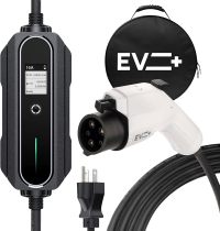 EV+ Level 2 EV Charger, 16A Portable Electric Vehicle Charging Station, SAE J1772 EV Charging Cable 25-Ft with NEMA 6-20 Plug, EVSE Travel Case, Home EV Charging Station