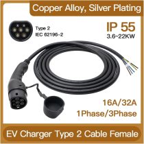 EV Charger Cable Type 2 EV Charger Plug with Cable 16A/32A 1/3Phase IEC62196-2 Cord for Electric Vehicle Charging Station 11KW 22KW (Color : 16A 11KW 5M)