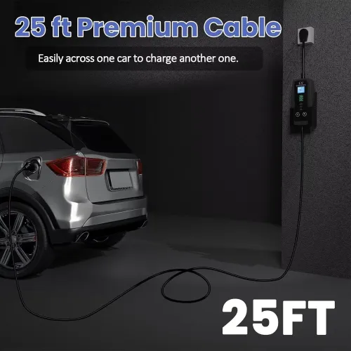 EP Level 2 Portable EV Charger, 16 to 40 Amp, 240 Volt, 25ft Cable, Upgraded Portable EV Charging Cable Faster Charging Station, Electric Vehicle Charger Compatible with All EV Cars NEMA 14-50P