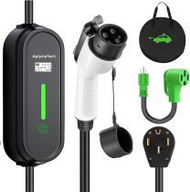 Level 2 EV Charger,Max 7.68KW, 21FT Portable EVSE,J1772 Charger, 8/10/13/16/32A Adjustable Plug-in EV Charger, with NEMA 14-50Plug&NEMA 5-15 Adapter, Home Electric Vehicle Charging Station
