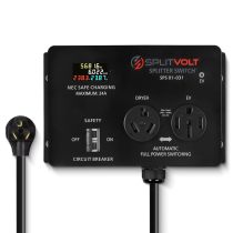 24 Amp Splitter Switch - Save Thousands on Home Electric Vehicle Charging (EV) Install, Automatic Power Switching Between Dryer and EV (NEMA 10-30 Plug to 10-30/14-50 Outlet, 240V)