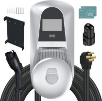 Level 2 Ev Charger up to 40Amp/ 240V, Electric Vehicle Charging Stations Compatible with J1772 EVs, NEMA 14-50 Plug with 23Ft Cable, UL Certified, Portable for Tesla Indoor/Outdoor, Grey