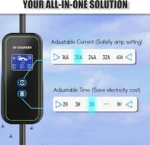 40Amp Level 2 Electric Vehicle Charger, 21FT EV Portable Charging Cable, EV Charging Station Adjustable Current, 240V Electric Car Charger, EV Charger Level 2 with NEMA 14-50 Plug for J1772 EVs