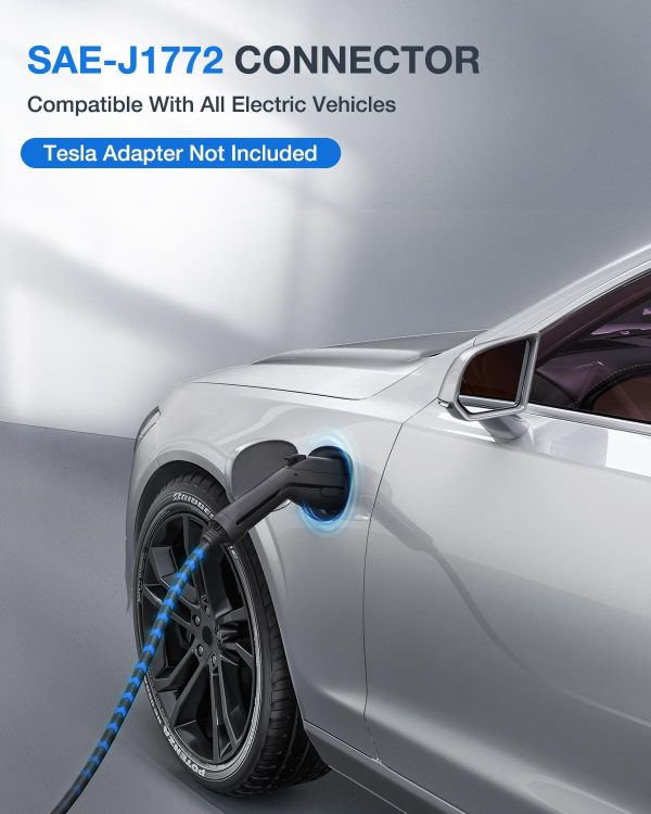 Nilight EV Charger Level 2, 40 Amp 240V, 25ft Cable SAE J1772 Portable Electric Car Charger with NEMA 14-50P Plug, Adjustable Current/Delay Timer