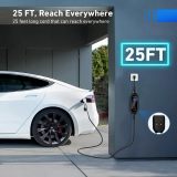 Level 1-2 EV Charger (16 Amp 110-240V 25ft Cable), Portable Electric Vehicle Charger with NEMA 6-20 Plug NEMA 5-15 Adapter,Plug-in Home EV Charging Station for SAE J1772 Evs