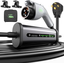 QPQ Level 2 EV Charger 32A 240V NEMA 14-50P, Portable Electric Vehicle Charging Stations with Adjustable Current/Timing Delay, 21FT Level 2 Charger with EV Charger Box Holders for J1772 Evs