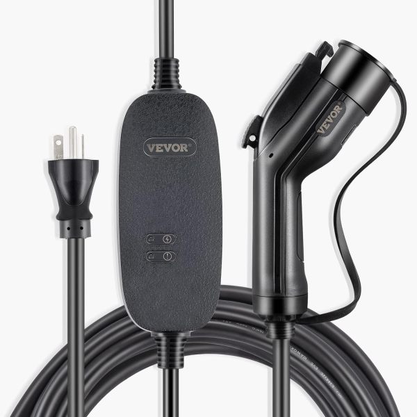 VEVOR LEVEL2 16A Amp 110V-240V 3.84 kW, Portable Electric Vehicle Charger with 25 ft Charging Cable NEMA 6-20 Plug, SAE J1772 Standard Plug-in Home EV Charging Station for Electric Cars