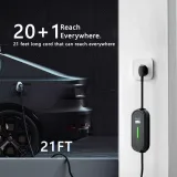 Level 2 EV Charger,Max 7.68KW, 21FT Portable EVSE,J1772 Charger, 8/10/13/16/32A Adjustable Plug-in EV Charger, with NEMA 14-50Plug&NEMA 5-15 Adapter, Home Electric Vehicle Charging Station