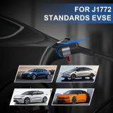 Home Level 2 EV Charger with 2 RFID Card 48 Amp 240V Hardwired Indoor and Outdoor EVSE Electric Vehicle Charging Stations 25-Foot Cable for All EVs (silver4.3‘ 7kw)