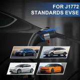 Home Level 2 EV Charger with 2 RFID Card 48 Amp 240V Hardwired Indoor and Outdoor EVSE Electric Vehicle Charging Stations 25-Foot Cable for All EVs (silver4.3‘ 7kw)