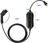 EV Charger for Level 1+2, NEMA 6-20 Plug EV Charging Cable Portable EVSE SAE J1772 Plug Home Electric Vehicle Charging Station, Compatible with Most Electric Vehicle Cars (110-240V,16A,21ft)