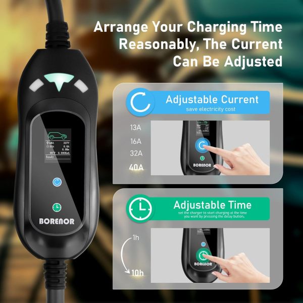 Electric Vehicle Charger, 40A Level 2 EV Charger, EV Portable Charger, Plug-in EV Charging Station with NEMA 14-50 Plug, 21FT Cable Works with J1772 EV and Hybrid Vehicles for Home and Outdoor