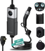 【NACS Only】 ZEUSPACE 25ft Level 1 EV Charger for Tesla, 110V-240V 16A Electric Vehicle Adjustable Charger for NACS with NEMA 5-15 Plug, Portable EV Mobile Charger, Compatible with Tesla Model 3/Y/S/X
