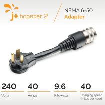 NEMA 6-50 Charger Adapter Plug for J+ Booster 2 | Portable Level 2 EV Charger for All Electric Vehicles (40 amps, 240V, 9.6kw)