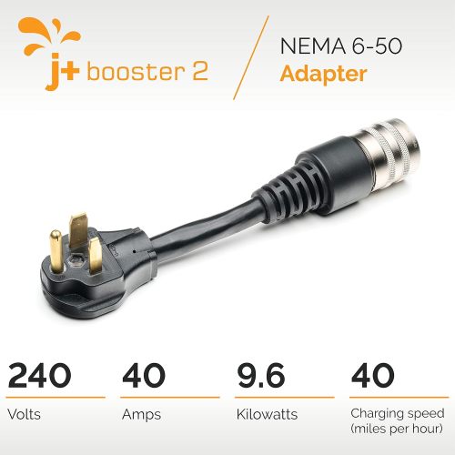 NEMA 6-50 Charger Adapter Plug for J+ Booster 2 | Portable Level 2 EV Charger for All Electric Vehicles (40 amps, 240V, 9.6kw)
