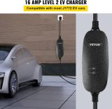 VEVOR LEVEL2 16A Amp 110V-240V 3.84 kW, Portable Electric Vehicle Charger with 25 ft Charging Cable NEMA 6-20 Plug, SAE J1772 Standard Plug-in Home EV Charging Station for Electric Cars