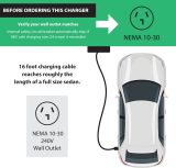 NEMA 10-30 Level 2 Portable EV Charger 24 Amp, 220-240 Volt, 26ft Cable, Electric Vehicle Charger Plug-in EV Charging Station, J1772 Plug Fastest 30 Amp Circuit NEC-Safe Charging
