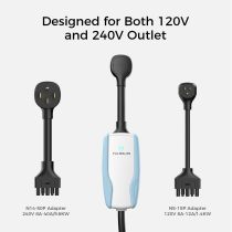 Level 2 EV Charger 40 Amp/240V/9.6kW Electric Vehicle Charging Station with NEMA 5-15 and NEMA 14-50 Outlet, Indoor/Outdoor