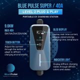 Blue Pulse Super 40A (9.6kW) - Level 2 Plug and Play Fast Portable Charging Station for Electric Vehicle with 16.5ft Cable for NEMA 14-50P