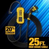 DEWALT Level 1 & 2 Portable Electric Vehicle (EV) Charger, 16 Amps, 120-240V, CSA Certified Indoor/Outdoor, NEMA 6-20 with 5-15 Adapter Included, 25 ft. Cable, 2024 Model