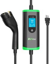EV Charger Level 1+2, Mobile SAE J1772 Electric Vehicle Charging Station with NEMA 6-20 Plug and 5-15 Adapter 25 FT Cable, Portable 110V/240V 16A Adjustable Car Charger Equipment for All EVs
