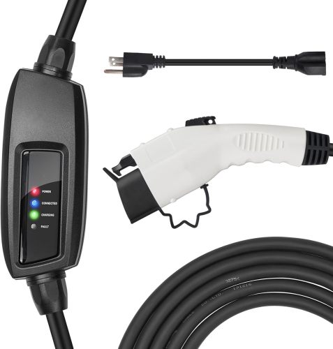 BougeRV Portable EV Charger Cable (16A, 25FT) EVSE Electric Vehicle Charging Station with NEMA5-15 for 110V Standard AC Outlet