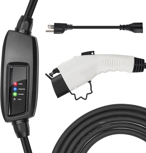 BougeRV Portable EV Charger Cable (16A, 25FT) EVSE Electric Vehicle Charging Station with NEMA5-15 for 110V Standard AC Outlet
