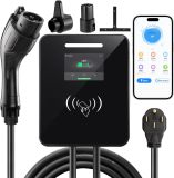 Level 2 EV Charger 48Amp, 240V,Indoor/Outdoor Electric Vehicle Charging Station with Flexible 25-Foot Cable, NEMA 14-50 Plug, SAE J1772,11.5KW Black