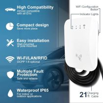 Level 2 EV Charger, 40 Amp 240V NEMA 14-50 Plug Electric Vehicle Smart Charger with 21 Ft Cable, UL Certified IC Card & WiFi App Control Portable EV Charger for Indoor Outdoor Charging Station