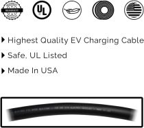 20ft 48amp J1772 EV Extension Cable, Made in USA - for Electric Vehicle Charging Stations, Carrying Bag, Ultra-Flex Cable, UL Listed Parts