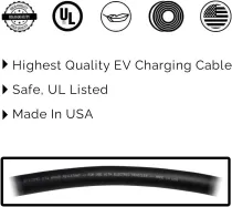 20ft 48amp J1772 EV Extension Cable, Made in USA - for Electric Vehicle Charging Stations, Carrying Bag, Ultra-Flex Cable, UL Listed Parts