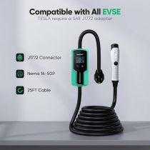 Level 2 EV Charger,10 to 40 Amp with J1772 NEMA 14-50 Thick Cable (8AWG), Wall Mounted & Portable Electric Car Charger with WiFi (100-240V,25ft)