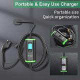 EV Charger Level 1+2, Mobile SAE J1772 Electric Vehicle Charging Station with NEMA 6-20 Plug and 5-15 Adapter 25 FT Cable, Portable 110V/240V 16A Adjustable Car Charger Equipment for All EVs
