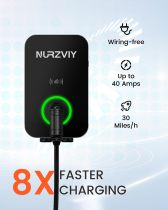Level 2 EV Charger for Home - NURZVIY 40 Amp Plug-in Electric Vehicle Charging Station with WiFi/Bluetooth, NEMA 14-50 EVSE, 90~260V, Plug and Play Convenience