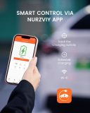 Plug-in EV Charger for Home 32 Amp NURZVIY Electric Vehicle Charging Station Smart EV Charger, NEMA 14-50 Plug-in Level 2 WiFi/Bluetooth Enabled EVSE, 90~260V, Plug and Play