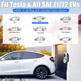 Level 2 Ev Charger up to 40Amp/ 240V, Electric Vehicle Charging Stations Compatible with J1772 EVs, NEMA 14-50 Plug with 23Ft Cable, UL Certified, Portable for Tesla Indoor/Outdoor, Grey