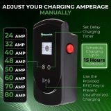PRIMECOM 80 Amp 20X Faster 22KW 220Volt Level-2 18ft to 50ft Cord Lengths Smart Electric Vehicle EV Charging Station Ford Transit F-150 Lightning Lucid Air Polestar TeslaXS Taycan (18 Feet)