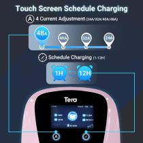 Tera Electric Vehicle Charger for Tesla: J1772 EVs ETL Certified Level 2 48 40 Amp 240 Volt Tesla Home EVSE with Manual Setting Amps Schedule on Unit NEMA 14-50 25 FT Cable Pink