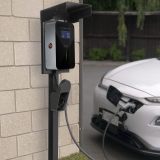 VIVO Outdoor EV Charging Stand, Weather Protection Hood, Pedestal for Charging Station, Floor Mounted, All Weather, Electric Vehicle Pile, Stainless Steel, Black, STAND-EV01C