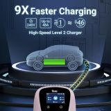 Tera Electric Vehicle Charger for Tesla: J1772 EVs ETL Certified Level 2 48 40 Amp 240 Volt Tesla Home EVSE with Manual Setting Amps Schedule on Unit NEMA 14-50 25 FT Cable W01 Pink