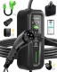 Portable Level 1&2 EV Charger (240V,40A,9.6KW) Current Adjustable with 25ft Charging Cable and NEMA 14-50 for SAE-J1772 Electric Vehicles and for Tesla, Reservation Charging Function WiFi Enabled