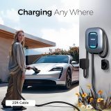 Level 2 EV Charger, TESSAN Hardwired Electric Vehicle Fast Charging Station, 48A/240V Smart EV Chargers Equipment App Control Wi-Fi & Bluetooth, 25ft Cable with Holder for Indoor Outdoor Home