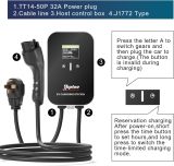 EV Charger 2 Level Electric Vehicle Charging Station,Works with J1772 EV and Hybrid Vehicles,4 Adjustable Current Levels,32Amp,240V,16.4ft Extension Cord