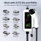 Podofo Portable EV Charger Level 1 16A for Home with 16.4 FT J1772 EV Charging Cable Indoor/Outdoor Electric Vehicle Car Fast Wall Charging Stations with NEMA 6-20 Plug 110V-240V
