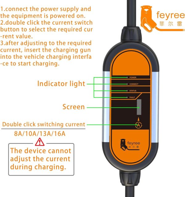 Electric Vehicle Charging Station,EV Charger, Portable Aluminum Alloy EV Charger with Extension Cord Overvoltage Protection Carry Bag