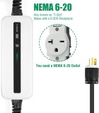 10/16A EV Charger Level 1+2, 20ft Charging Cable NEMA 6-20 Plug 2.2/3.6KW Portable Home Electric Vehicle Charging Station (with NEMA 5-15 to NEMA 6-20 Adapter)
