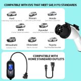 EV Charger Level 1+2, 16Amp 110V/240V Portable Level 1 Level 2 Electric Vehicle Charging Station with NEMA 6-20 Plug & NEMA 5-15 Adapter for J1772 Electric Cars