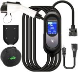 EV Charger Level 1+2, 16Amp 110V/240V Portable Level 1 Level 2 Electric Vehicle Charging Station with NEMA 6-20 Plug & NEMA 5-15 Adapter for J1772 Electric Cars