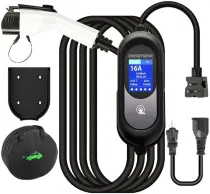 EV Charger Level 1+2, 16Amp 110V/240V Portable Level 1 Level 2 Electric Vehicle Charging Station with NEMA 6-20 Plug & NEMA 5-15 Adapter for J1772 Electric Cars