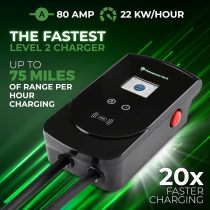 PRIMECOM 80 Amp 20X Faster 22KW 220Volt Level-2 18ft to 50ft Cord Lengths Smart Electric Vehicle EV Charging Station Ford Transit F-150 Lightning Lucid Air Polestar TeslaXS Taycan (18 Feet)